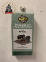 Ratio 315  Oil Tanks, pair complete with supports & pipework - N Gauge