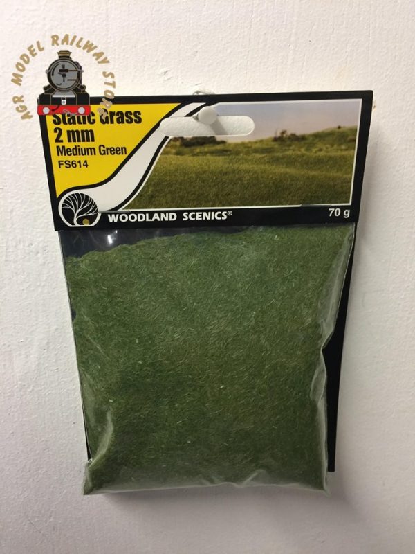 Woodland Scenics FS614 2mm Static Grass Medium Green 70 gram Bag