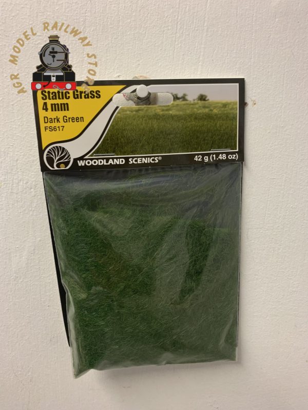 Woodland Scenics FS617 4mm Static Grass Dark Green 42 gram Bag