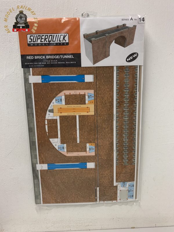 Superquick A14 Red Brick Bridge Double Track - OO Gauge Card Kit