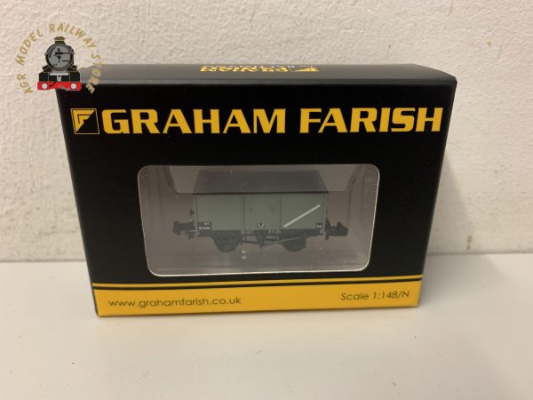 Graham Farish 377-450C N Gauge 16 Ton Steel Slope Sided Mineral Wagon Riveted Side Door BR Grey