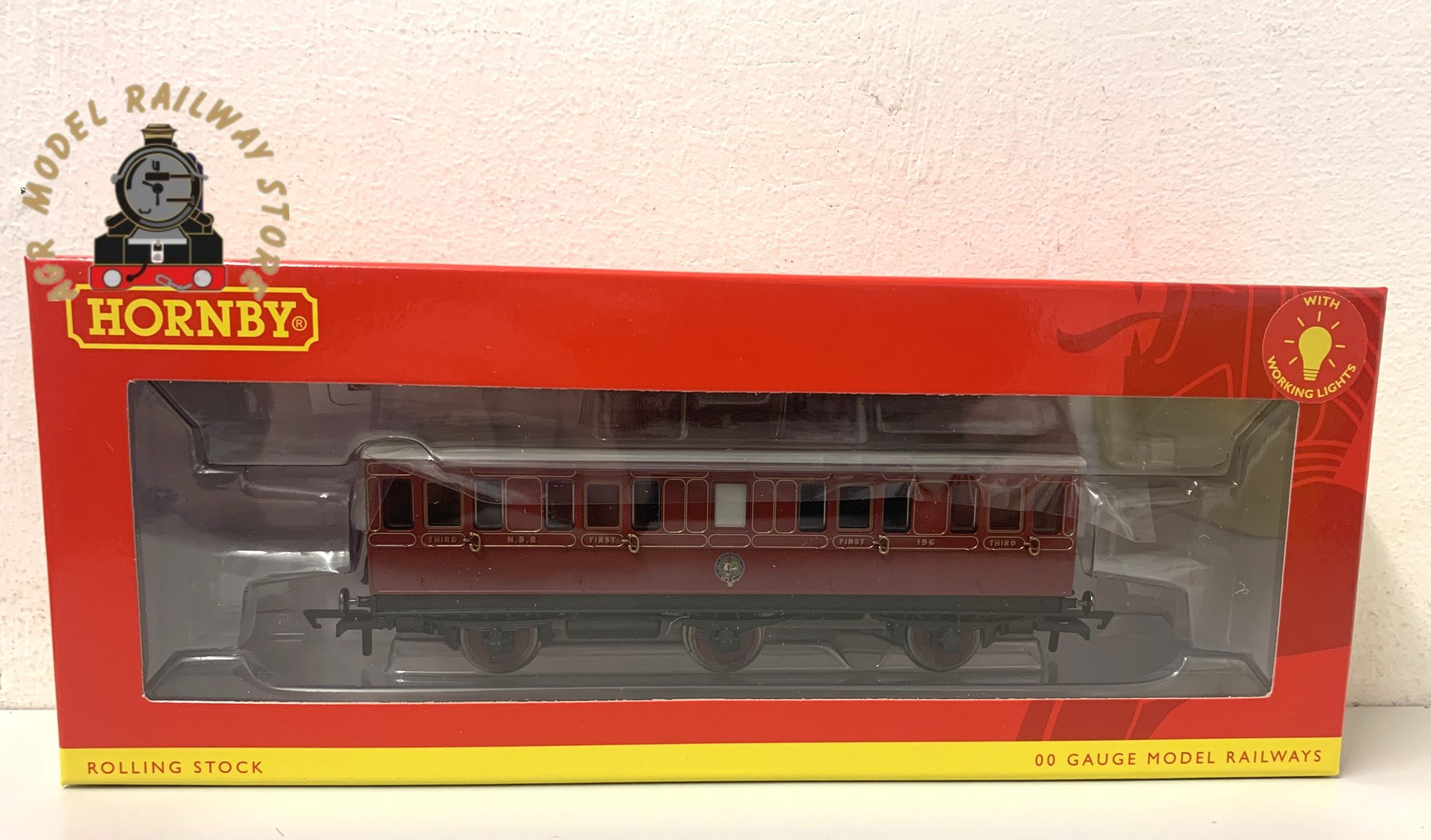 Hornby R40137 6 wheel composite (1st/3rd) 196 in NBR lined maroon ...