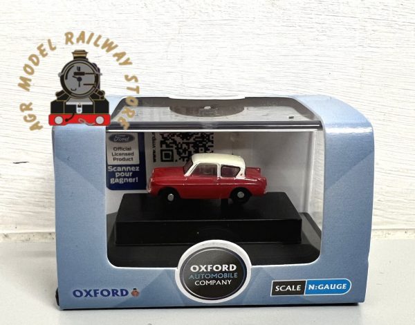 Oxford Diecast N105001 Ford Anglia 105E in red & cream