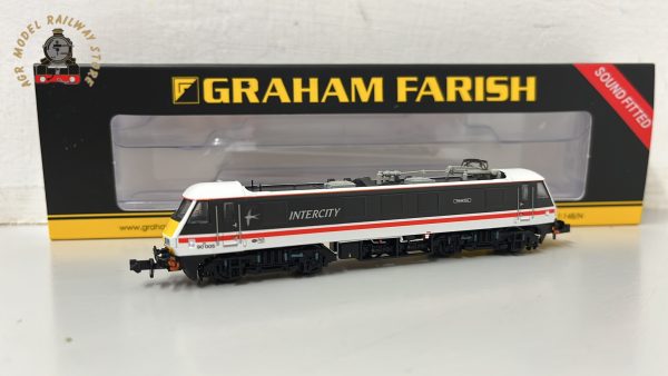 Graham Farish 371-780SF Class 90/0 90005 'Financial Times' BR InterCity (Swallow) DCC Sound Fitted