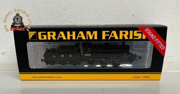 Graham Farish 372-627ASF N Gauge LMS Ivatt 2MT 6418 LMS Black DCC Sound Fitted