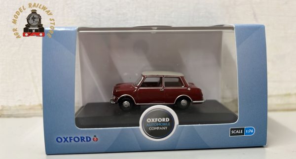 Oxford Diecast 76RE004 Riley Elf MkIII in Damask red with Whitehall beige roof