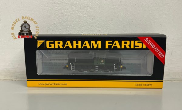 Graham Farish 372-950ASF N Gauge Class 14 D9522 BR Green Wasp Stripes DCC Sound Fitted