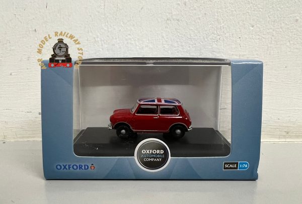 Oxford Diecast 76MN001 Austin Mini - Tartan Red with Union Jack roof