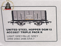 Accurascale ACC2827 DGM12 Hopper United Steel Company Grey Triple Pack OO