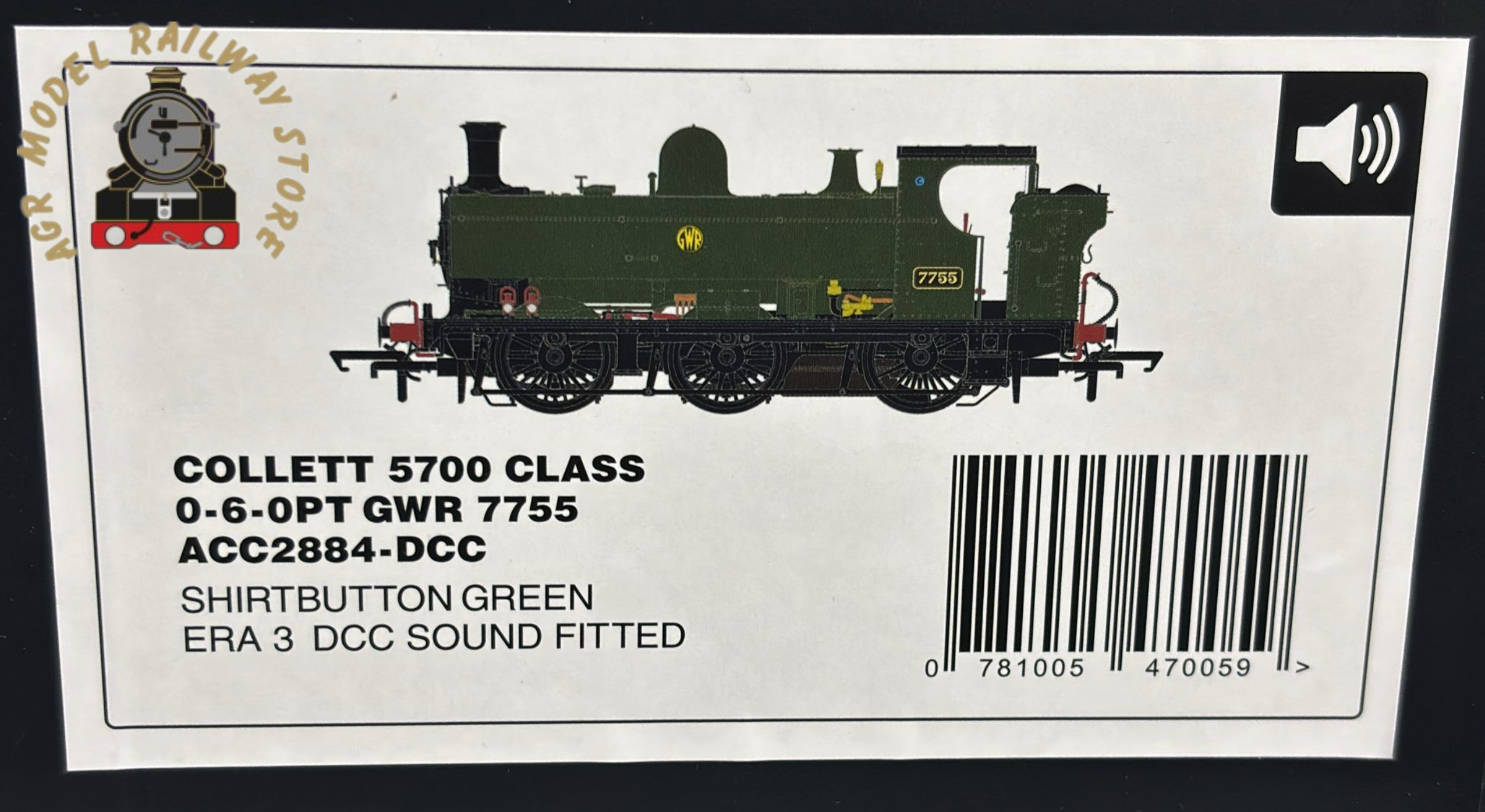 Accurascale ACC2884-DCC 57xx Pannier Tank 7755 Shirtbutton Green - DCC Sound