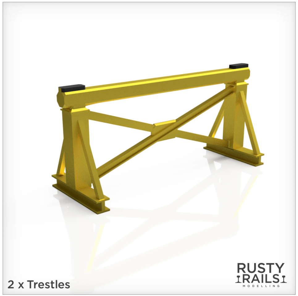 Rusty Rails RRM013 Locomotive Trestles - Pack of 2 - Unpainted 3D Print - OO
