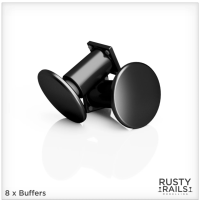 Rusty Rails RRM033 Round Buﬀers - Pack of 8 - Unpainted 3D Print - OO