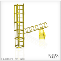 Rusty Rails RRM070 Industrial Ladders - Pack of 3 - Unpainted 3D Print - OO