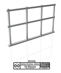 Rusty Rails RRM129 Safety Fencing - Pack of 12 - Unpainted 3D Print - OO