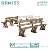 Rusty Rails RRM153 GWR Benches (4 Pack) - Unpainted 3D Print - OO