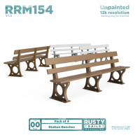 Rusty Rails RRM154 Station Benches (4 Pack) - Unpainted 3D Print - OO
