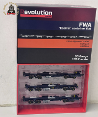 Revolution Trains OO-FWA-4111A ECOFRET FWA Container Flats - GBRf Triple Set Pack