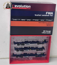 Revolution Trains OO-FWA-4111C ECOFRET FWA Container Flats - GBRf Triple Set Pack