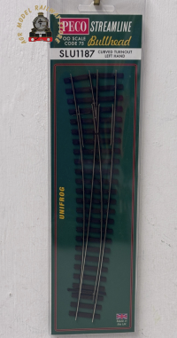 Peco SL-U1187Code 75 Bullhead Curved Point Left Hand Unifrog OO