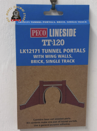 Peco LK-12171 Kit Tunnel Portal Wing Walls, Brick, Single Track TT Gauge