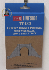 Peco LK-12172 Kit Tunnel Portal Wing Walls, Stone, Single Track TT Gauge