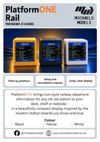 Michaels Models MM-AGRE-020W 'PlatfromOne' Railway Info Display Screen - White