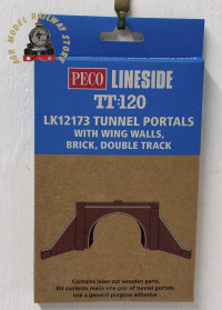 Peco LK12173 - PECO - TT:120 - L/S Kit Tunnel Portal w. Wing Walls, Brick, Double Track